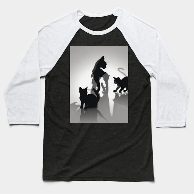 Kittens Shadow Silhouette Anime Style Collection No. 44 Baseball T-Shirt by cornelliusy